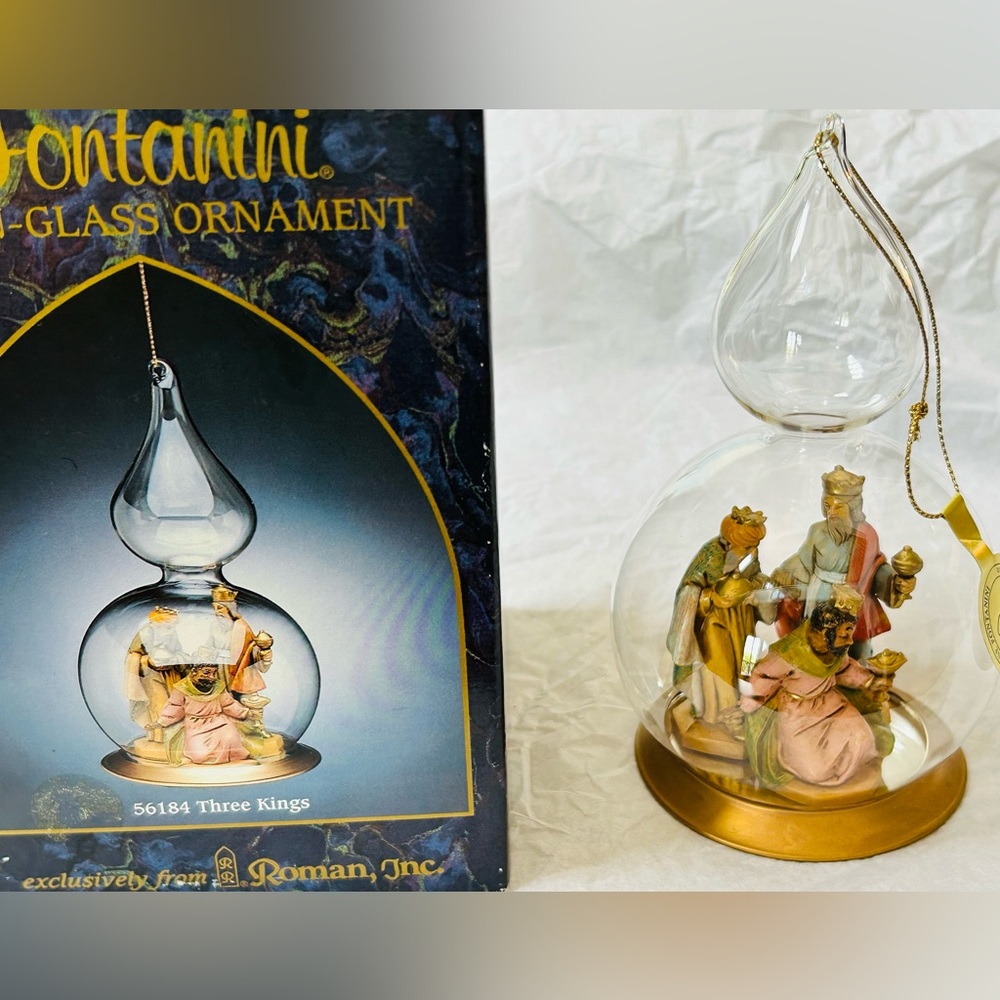 Fontanini Christmas Ornament Three Kings Wise Men In Blown Glass Dome Italy